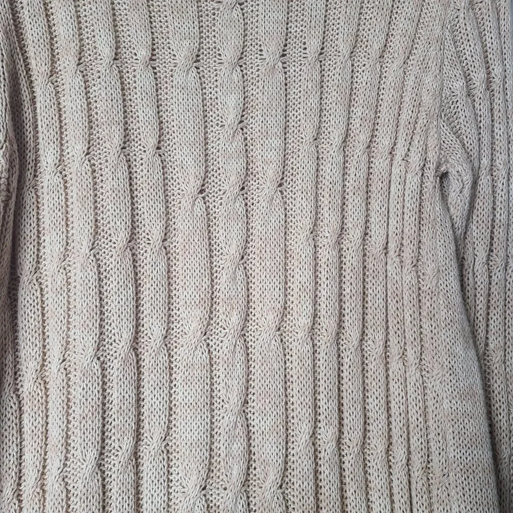 Volcom Cable Knit Beige Sweater Dress Woman's Size Medium/12 - Picture 9 of 11